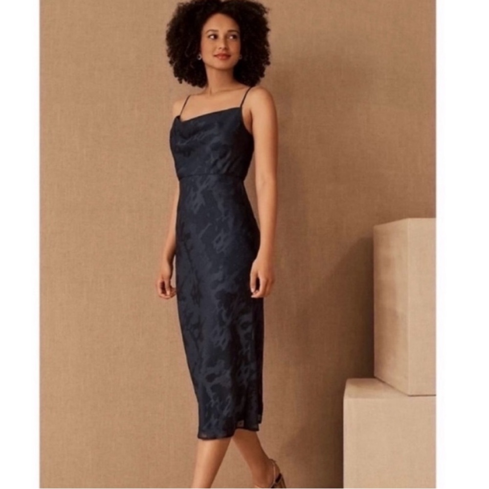 Hutch Midnight Blue Patterned Midi Dress